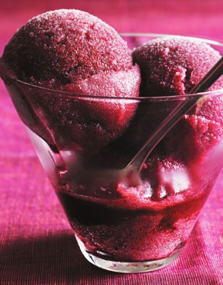 Red wine-raspberry sorbet