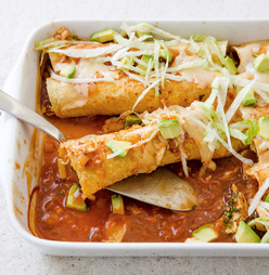 Reduced-fat chicken and cheese enchiladas