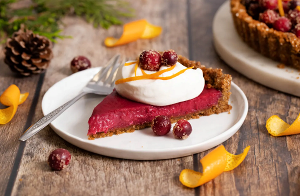 Reduced sugar cranberry curd tart