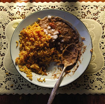 Refried beans with chorizo
