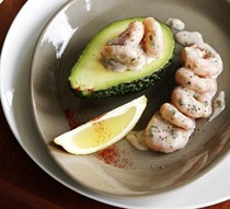 Retro avocado with prawns in Bloody Mary mayo