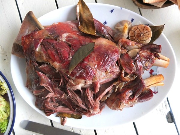 Retsina braised shoulder of goat with whipped feta