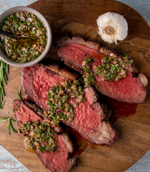 Reverse-seared picanha with rosemary chimichurri