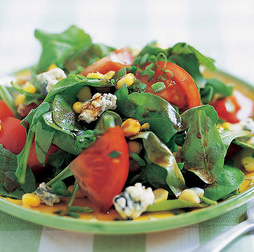 "Rhapsody in blue cheese" tomato salad