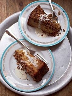Rhubarb & almond crumble cake