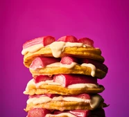 Rhubarb & custard pancakes