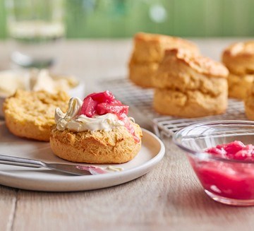 Rhubarb & custard scones