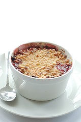 Rhubarb & macadamia crumbles with super vanilla icecream
