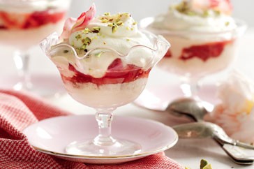 Rhubarb & rose trifle
