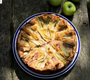 Rhubarb, almond and polenta cake