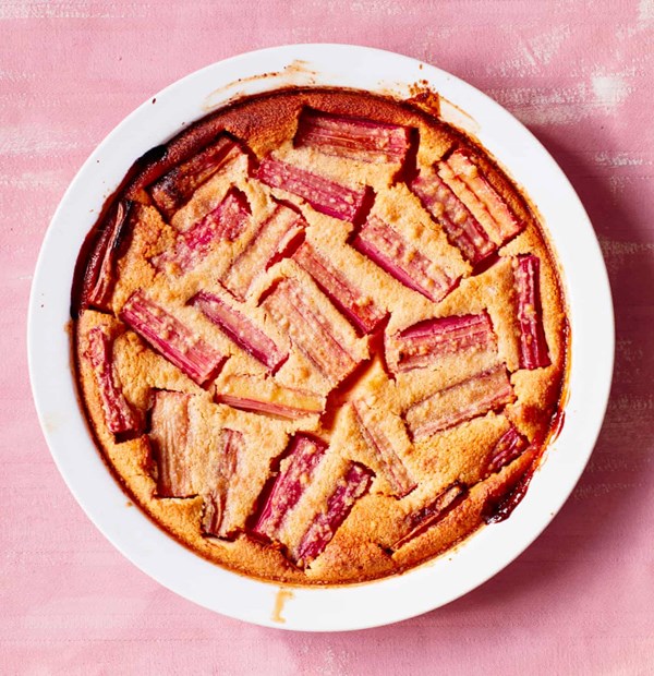 Rhubarb and blood orange clafoutis