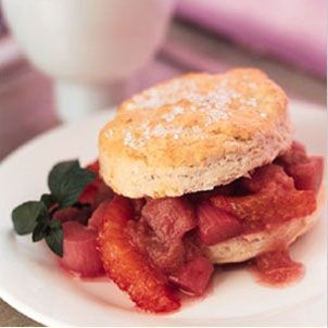 Rhubarb and blood-orange shortcakes