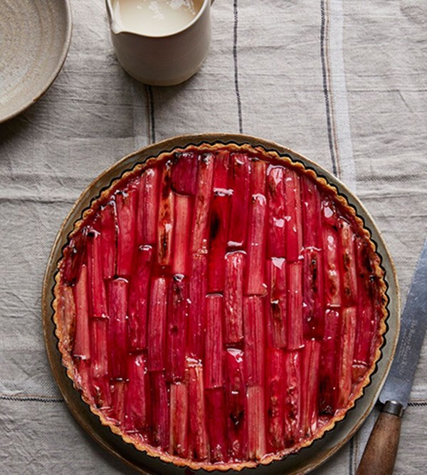 Rhubarb and brown butter tart