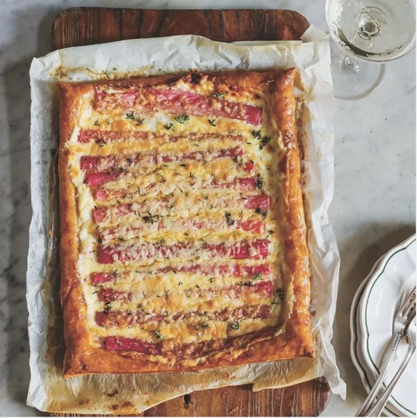 Rhubarb and cheddar tart
