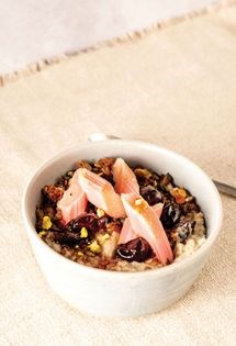 Rhubarb and cherry porridge
