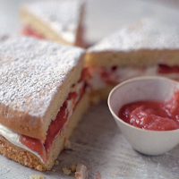 Rhubarb and cream sponge cake