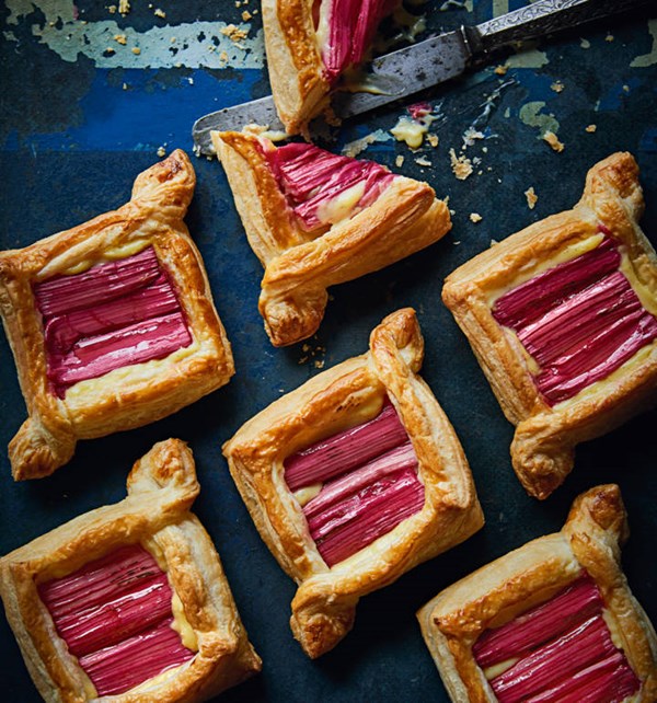 Rhubarb and custard Danish pastries [Hannah Catley]
