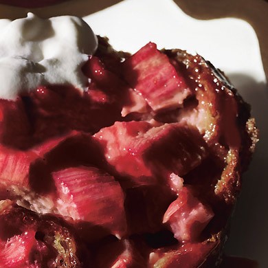 Rhubarb and ginger brioche bread pudding