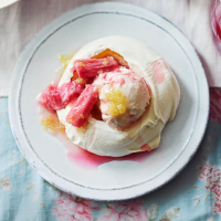 Rhubarb and ginger ice cream meringues