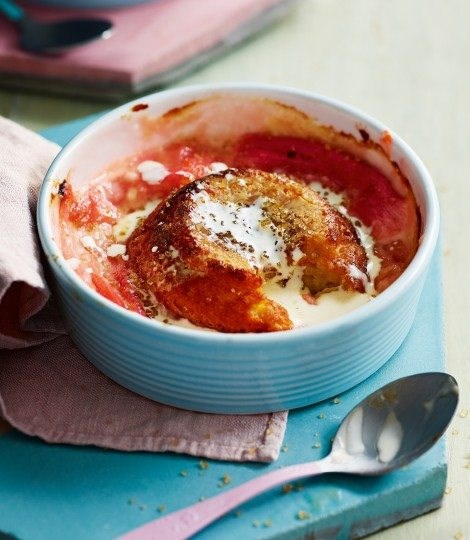 Rhubarb and ginger twice-baked soufflés