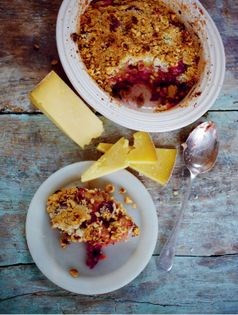 Rhubarb and gooseberry charlotte