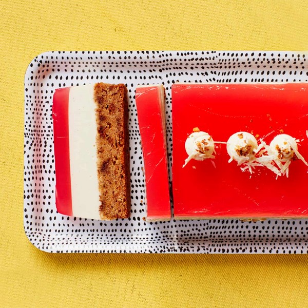 Rhubarb and honey panna cotta terrine