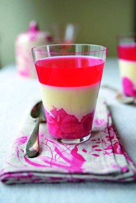 Rhubarb and jelly panna cotta