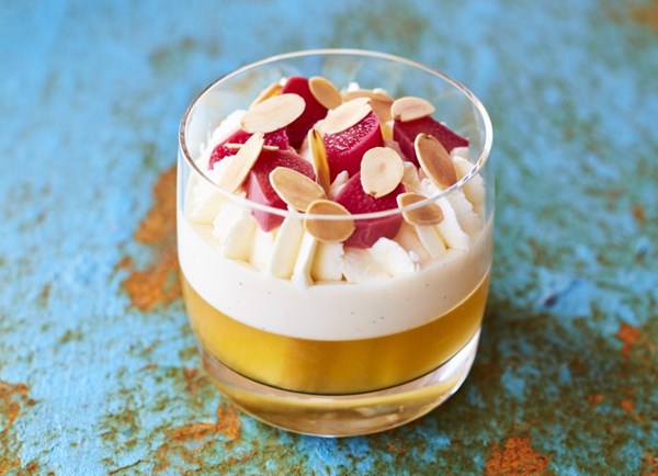 Rhubarb and orange trifle