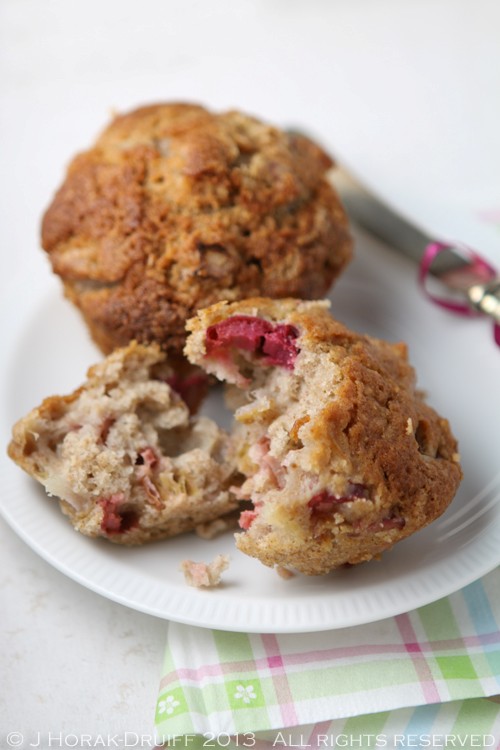 Rhubarb and pear muffins