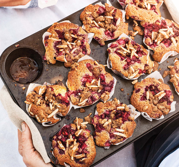 Rhubarb and raspberry picnic muffins
