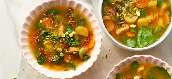 Rhubarb and red quinoa soup