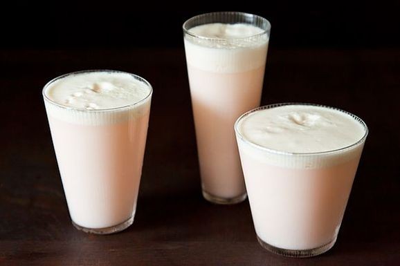 Rhubarb and rose Ramos gin fizz