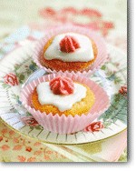 Rhubarb and rosewater fairy cakes