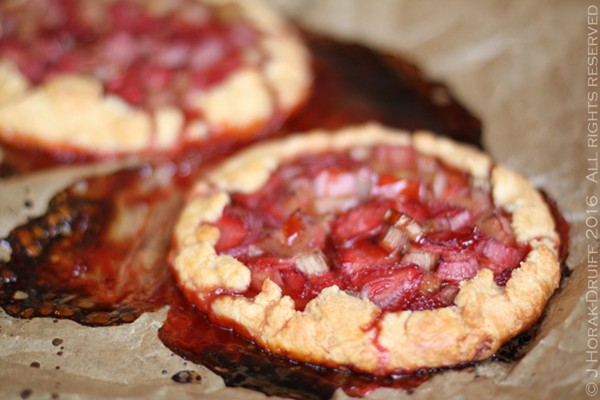 Rhubarb and strawberry galettes