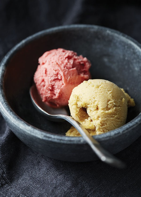 Rhubarb and strawberry sorbet