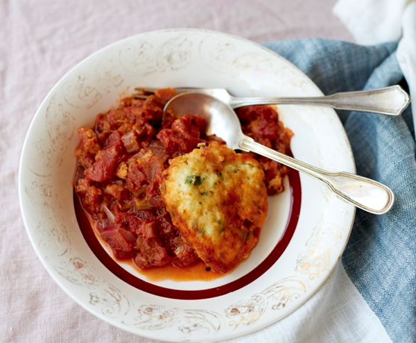 Rhubarb and tomato dumplings