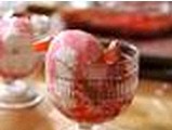 Rhubarb baked in wild raspberry syrup