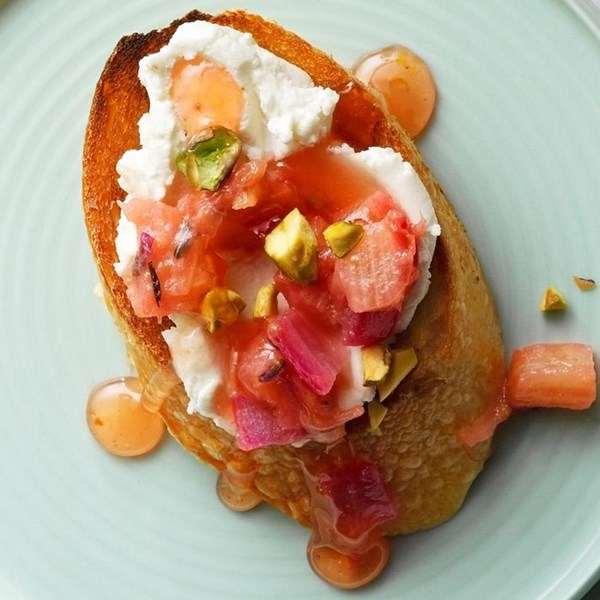 Rhubarb bruschetta