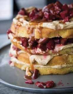 Rhubarb butterscotch layer cake