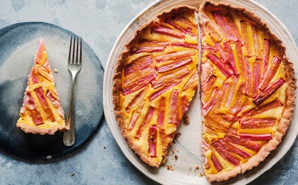 Rhubarb custard tart