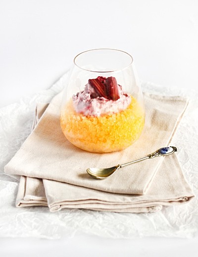 Rhubarb fool & orange granita