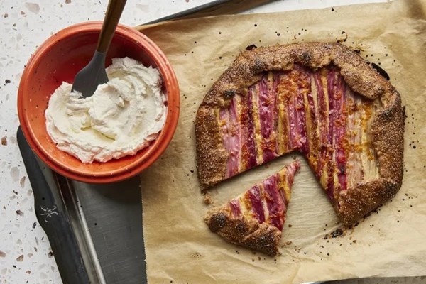 Rhubarb frangipane galette with spelt crust