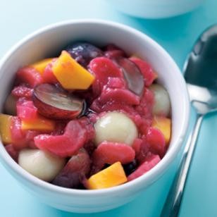 Rhubarb fruit salad