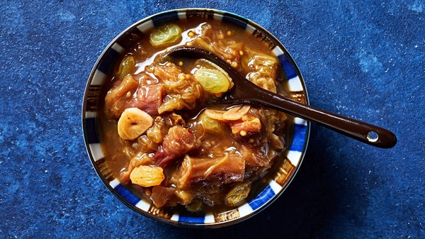 Rhubarb, ginger and mustard relish