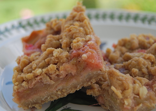 Rhubarb hazelnut oatmeal squares