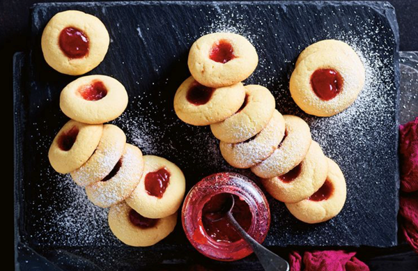 Rhubarb jam thumbprints