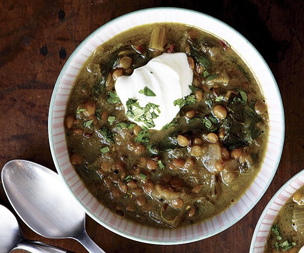 Rhubarb lentil soup