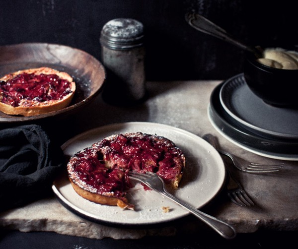 Rhubarb, mascarpone and hazelnut tartlets