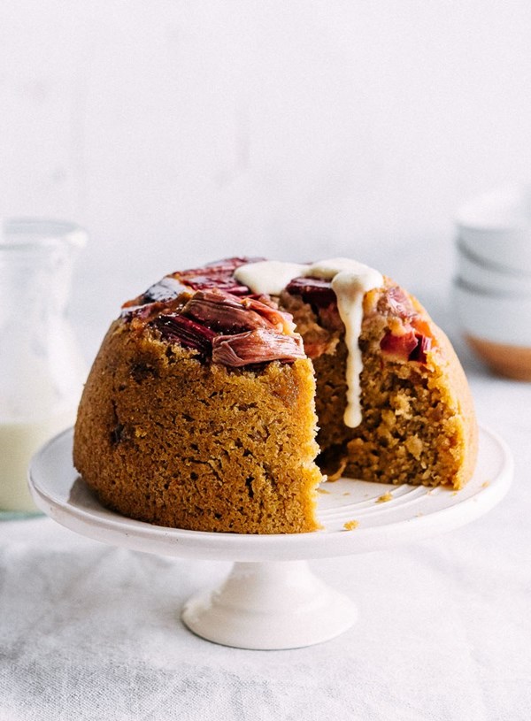 Rhubarb, orange and ginger steamed pudding