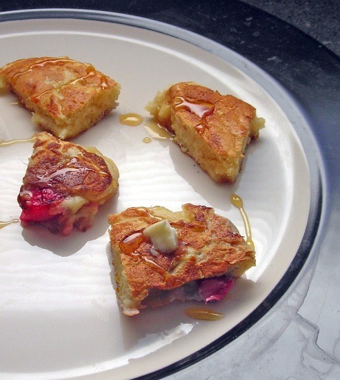Rhubarb-orange pancakes
